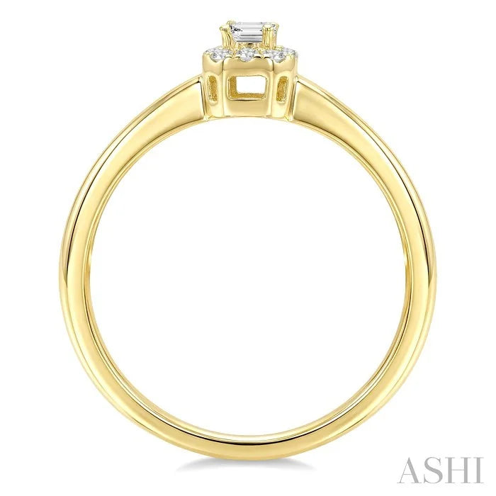 Emerald Shape Halo Diamond Fashion Ring