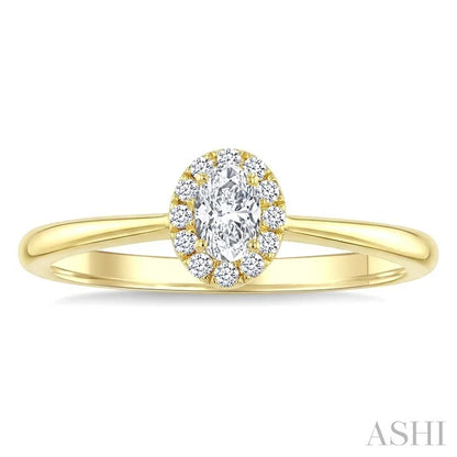 Oval Shape Halo Diamond Fashion Ring