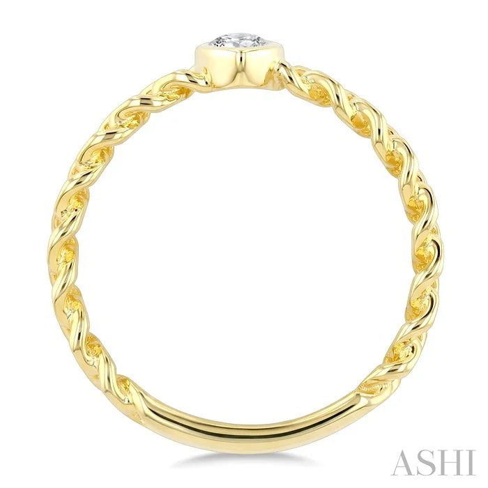 Pear Shape Bezel Curb Diamond Fashion Ring