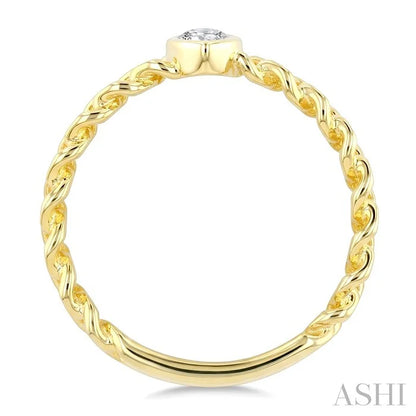 Pear Shape Bezel Curb Diamond Fashion Ring