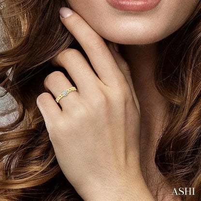 Round Shape Bezel Curb Diamond Fashion Ring
