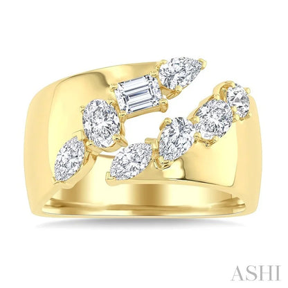 Mixed Shape Diamond Fashion Wide Band