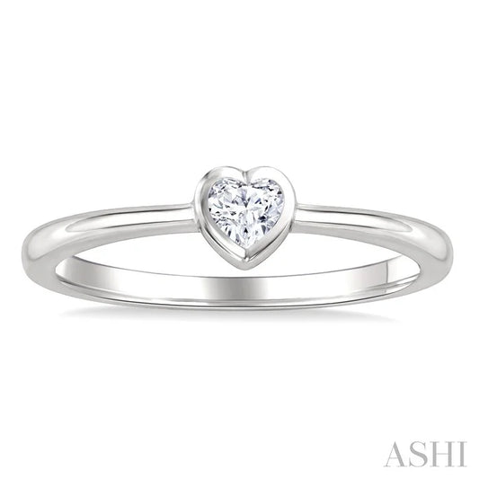 Heart Shape Bezel Set Diamond Fashion Ring