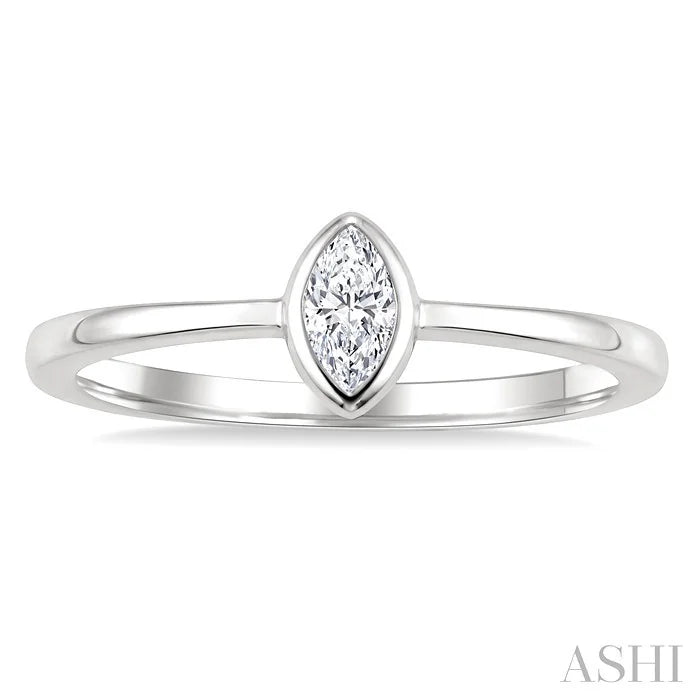 Marquise Shape Bezel Set Diamond Fashion Ring