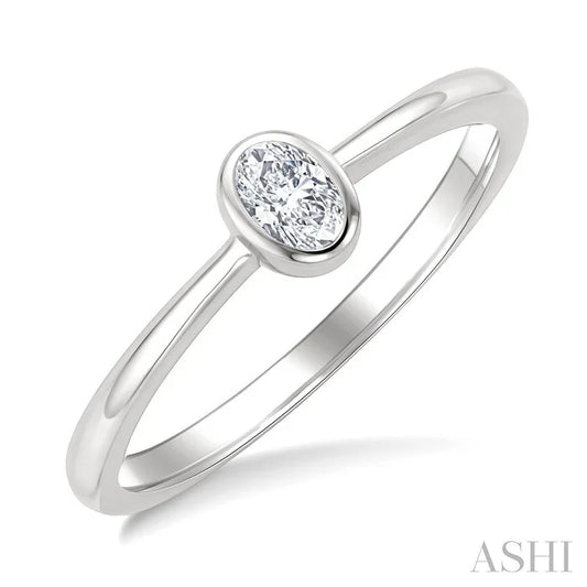 Oval Shape Bezel Set Diamond Fashion Ring