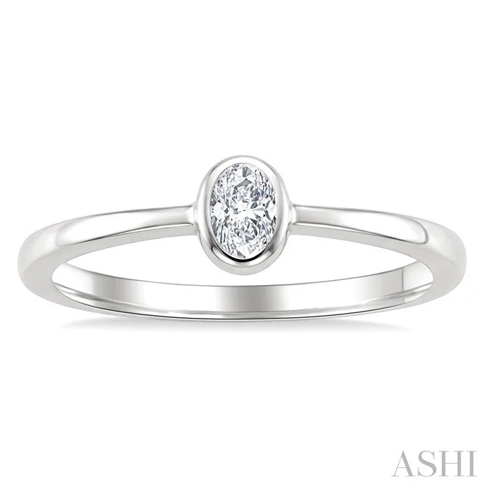 Oval Shape Bezel Set Diamond Fashion Ring