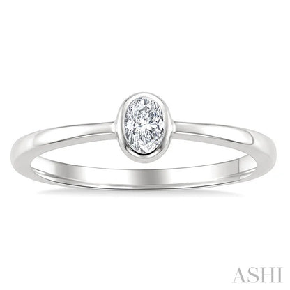 Oval Shape Bezel Set Diamond Fashion Ring
