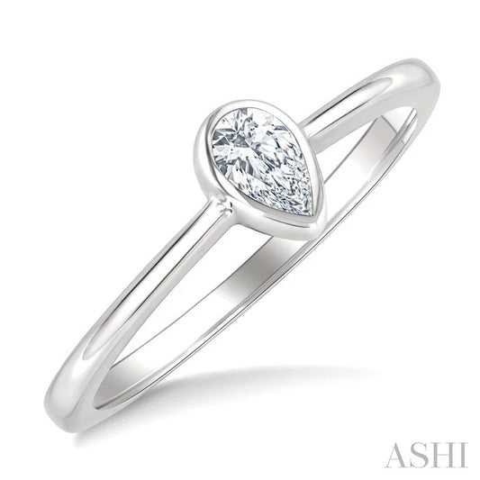 Pear Shape Bezel Set Diamond Fashion Ring