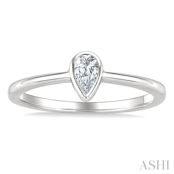 Pear Shape Bezel Set Diamond Fashion Ring
