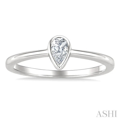 Pear Shape Bezel Set Diamond Fashion Ring