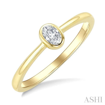 Oval Shape Bezel Set Diamond Fashion Ring