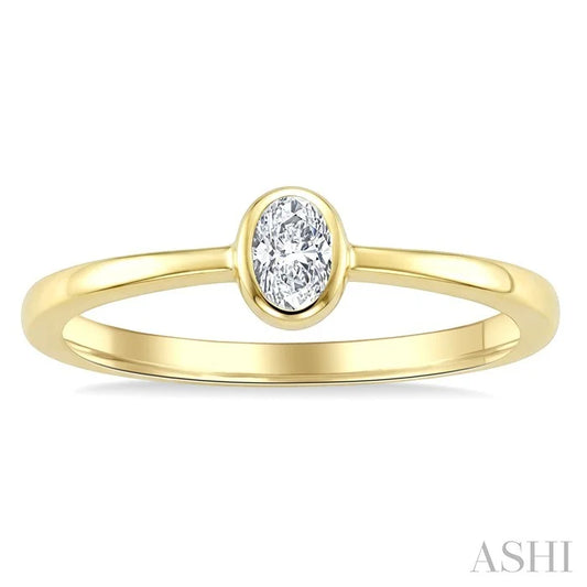 Oval Shape Bezel Set Diamond Fashion Ring