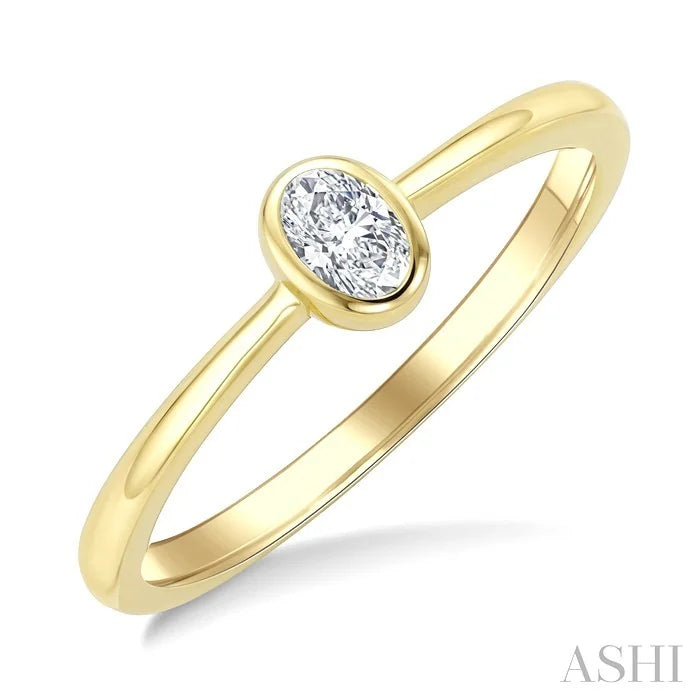 Oval Shape Bezel Set Diamond Fashion Ring