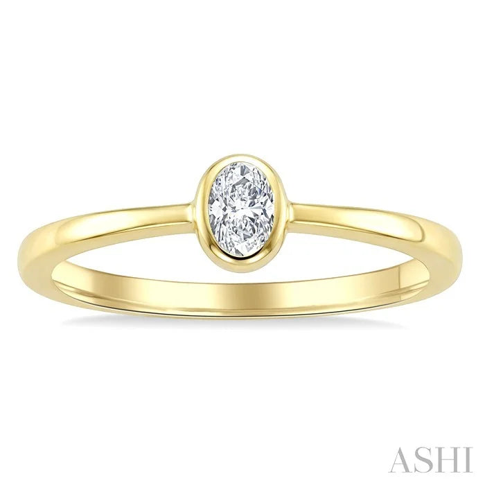 Oval Shape Bezel Set Diamond Fashion Ring