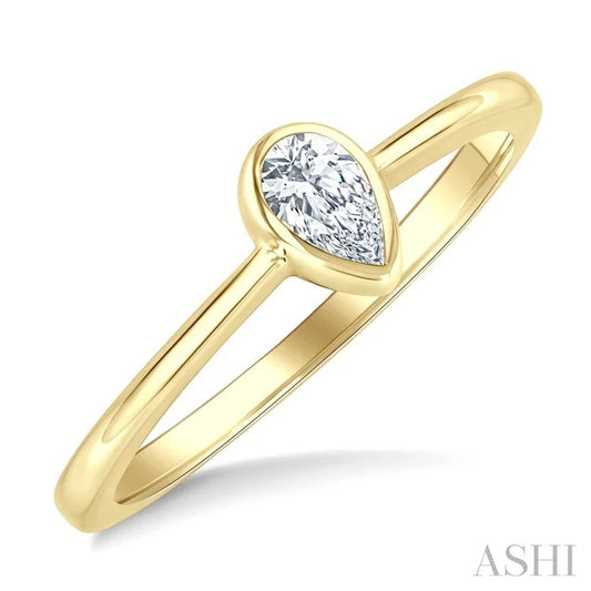 Pear Shape Bezel Set Diamond Fashion Ring