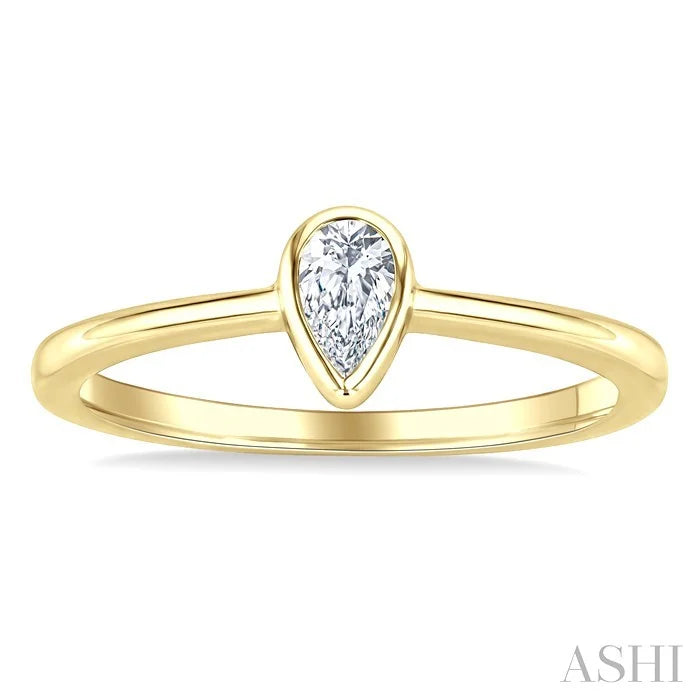Pear Shape Bezel Set Diamond Fashion Ring