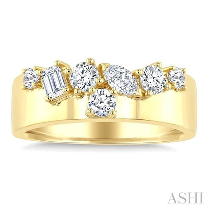 Mixed Shape Diamond Fashion Wide Band