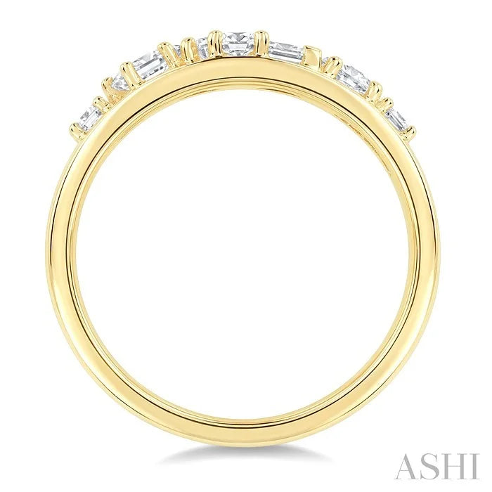 Mixed Shape Diamond Fashion Wide Band