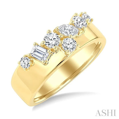 Mixed Shape Diamond Fashion Wide Band