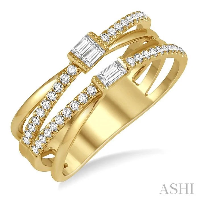 Criss Cross Baguette Diamond Fashion Ring
