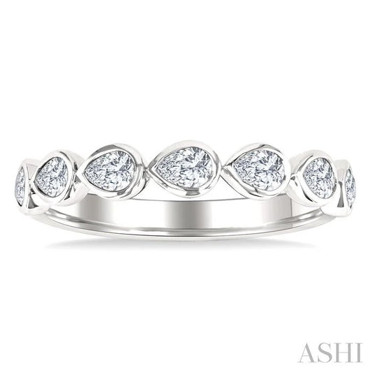 Pear Shape East-West Bezel Set Diamond Fashion Band