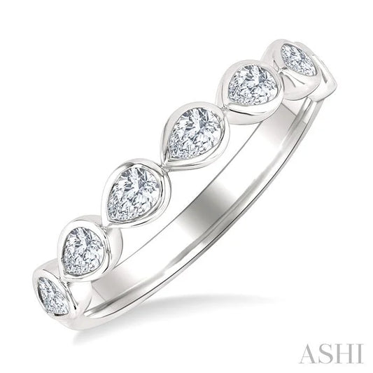 Pear Shape East-West Bezel Set Diamond Fashion Band