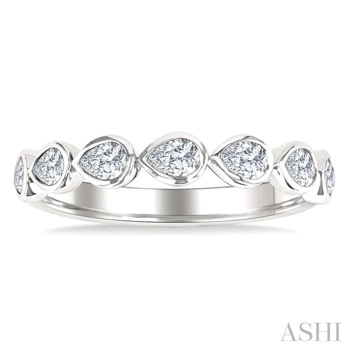 Pear Shape East-West Bezel Set Diamond Fashion Band