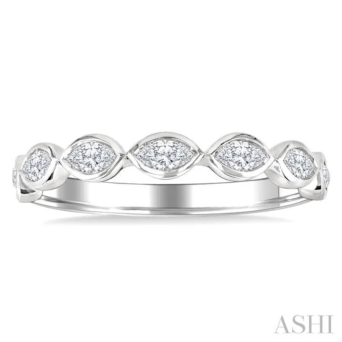 Marquise Shape East-West Bezel Set Diamond Fashion Band