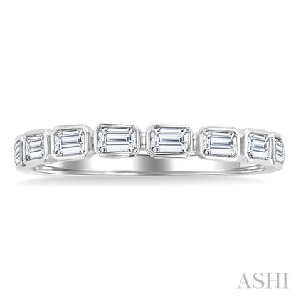 Emerald Shape East-West Bezel Set Diamond Fashion Band