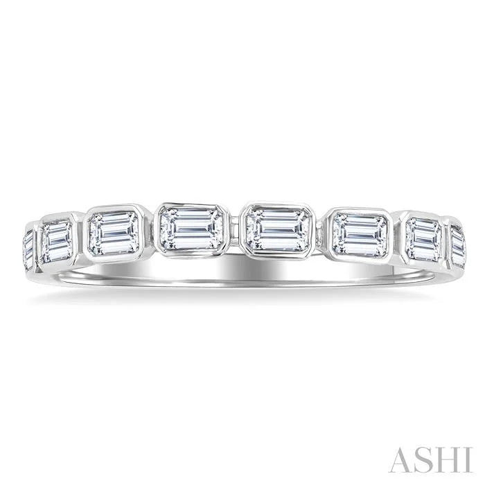 Emerald Shape East-West Bezel Set Diamond Fashion Band