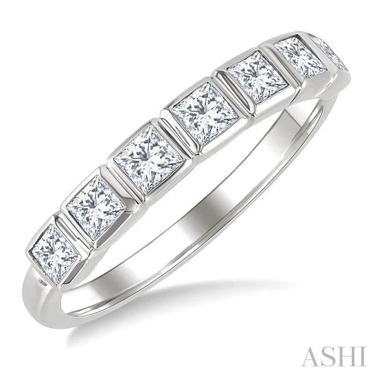 Princess Shape Bezel Set Diamond Fashion Band