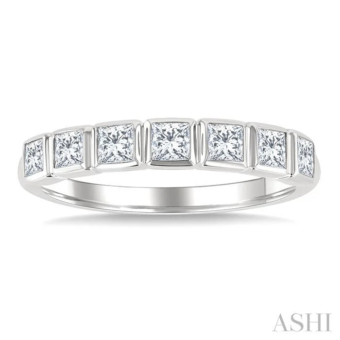 Princess Shape Bezel Set Diamond Fashion Band