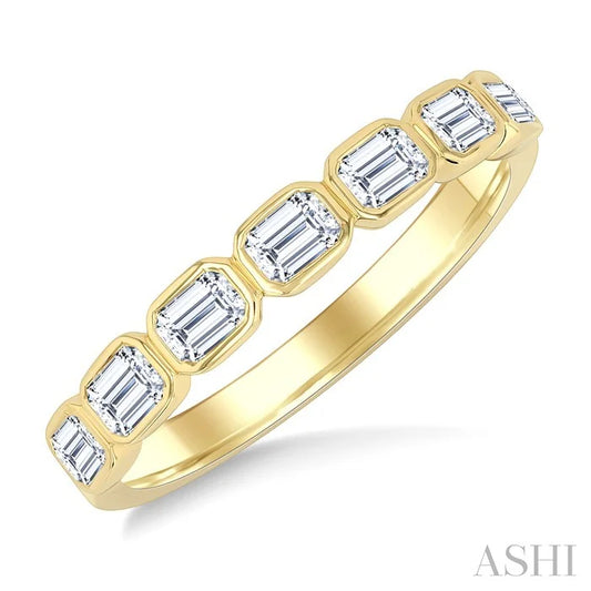 Emerald Shape East-West Bezel Set Diamond Fashion Band