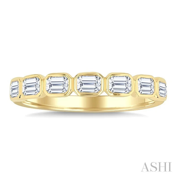 Emerald Shape East-West Bezel Set Diamond Fashion Band