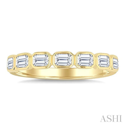 Emerald Shape East-West Bezel Set Diamond Fashion Band
