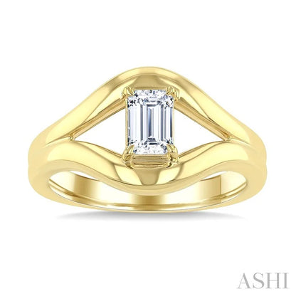 Aeris Gold Emerald Shape Diamond Solitaire Ring