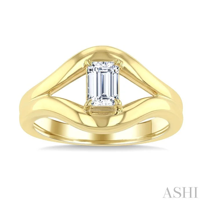 Aeris Gold Emerald Shape Diamond Solitaire Ring