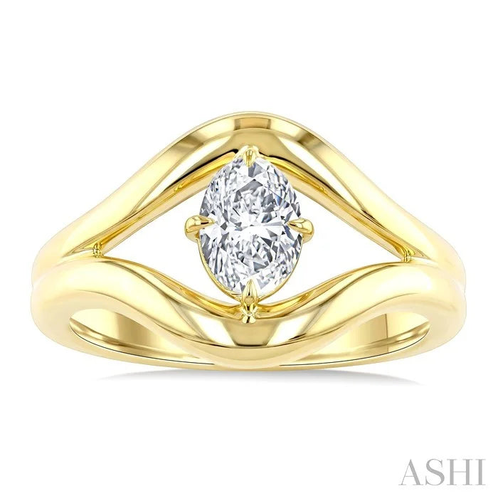 Aeris Gold Oval Shape Diamond Solitaire Ring