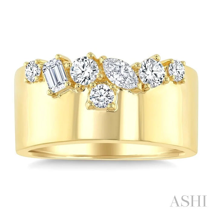Mixed Shape Diamond Fashion Wide Band