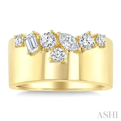 Mixed Shape Diamond Fashion Wide Band