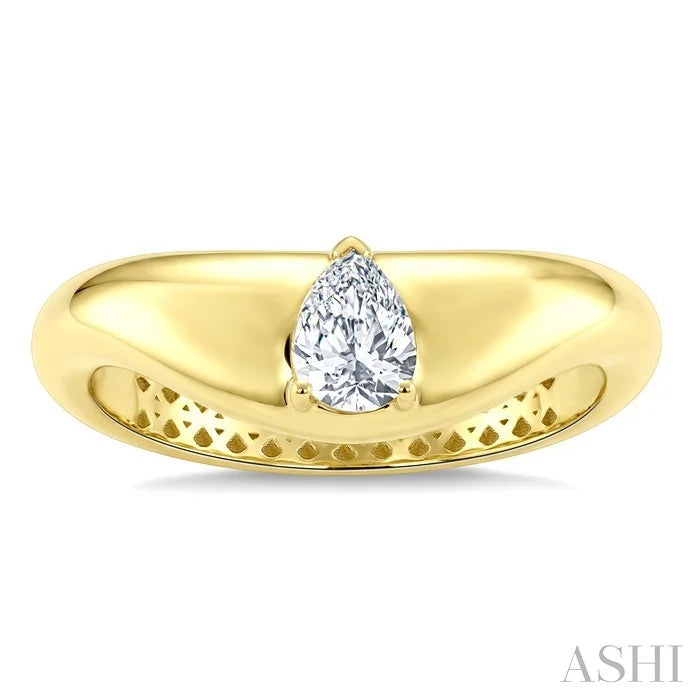 Pear Shape Curved Diamond Solitaire Ring
