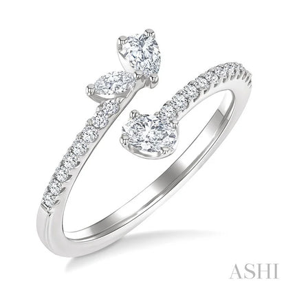 3 Stone Mixed Shape Diamond Fashion Open Ring