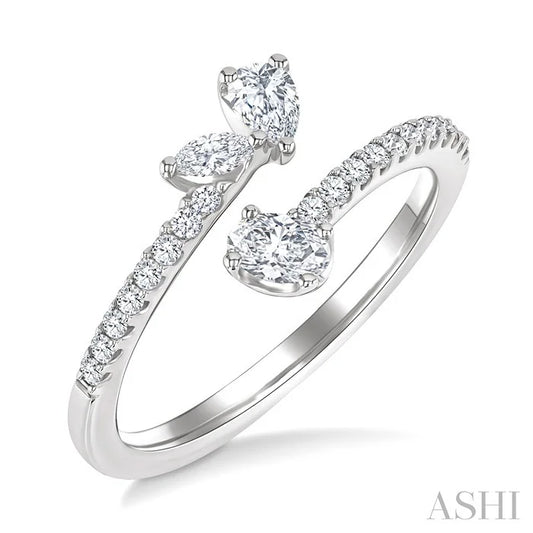3 Stone Mixed Shape Diamond Fashion Open Ring