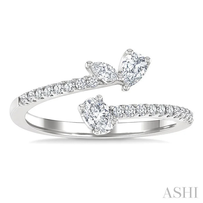 3 Stone Mixed Shape Diamond Fashion Open Ring