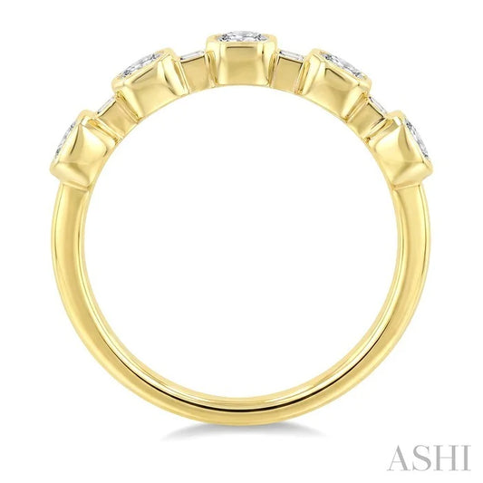 Emerald Shape Bezel Set Diamond Fashion Band