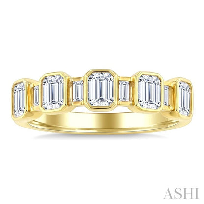 Emerald Shape Bezel Set Diamond Fashion Band