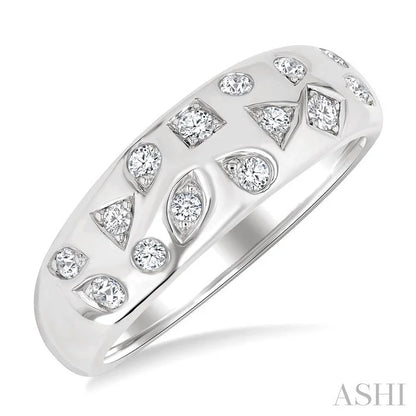 Mixed Shape Diamond Mosaic Fashion Wide Band