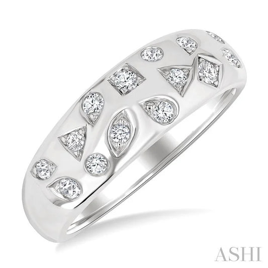 Mixed Shape Diamond Mosaic Fashion Wide Band