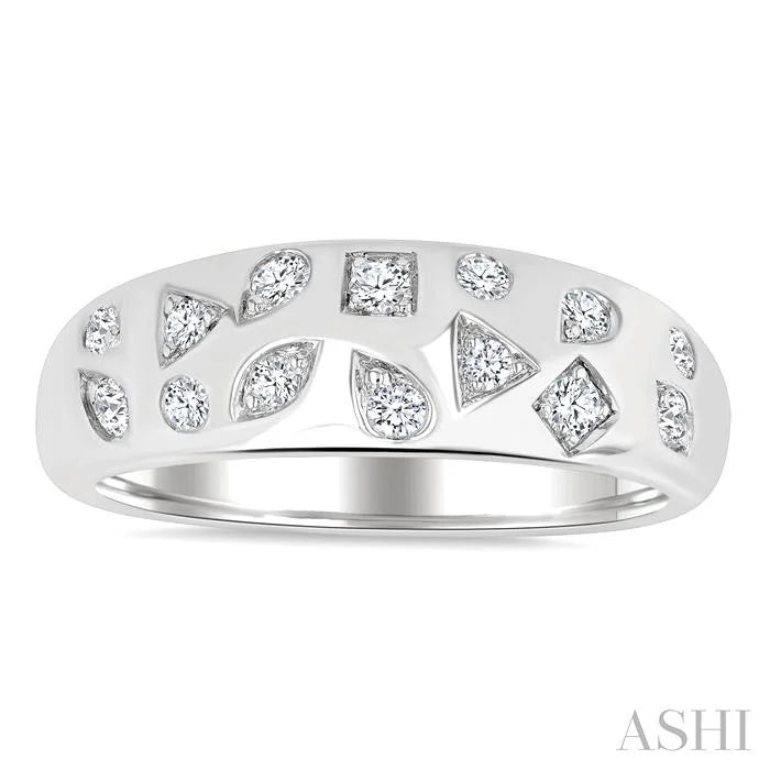 Mixed Shape Diamond Mosaic Fashion Wide Band