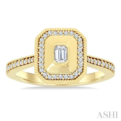 Emerald Shape Art Deco Diamond Fashion Ring